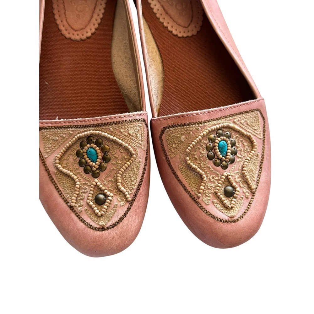 Latigo Bindu Pink Leather Beaded Boho Ballet Flats Womens 9.5 M - Picture 4 of 9